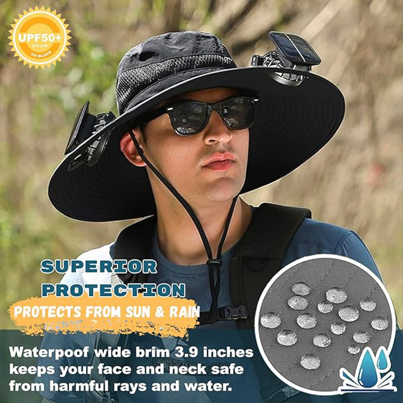"CHILLTOP" SOLAR POWERED FAN HAT (UNISEX 1 SIZE FITS ALL)